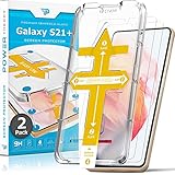 Power Theory Panzerglas für Samsung Galaxy S21 Plus [2 Stück] - Schutzfolie mit Schablone, Panzerglasfolie, Panzerfolie, Glas Folie, Displayschutzfolie, Schutzg