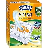 Swirl EIO 80 MicroPor Plus Staubsaugerbeutel für EIO, Koenic, Quigg Staubsauger, Anti-Allergen-Filter, 4 Stück inkl. F