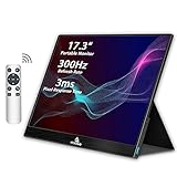 NexiGo 300Hz 17,3 Zoll Tragbarer Monitor (NG17FGQ), FHD IPS Computer Display, Dual Speakers Eye Care Bildschirm mit HDMI/Type C für Laptop PC/Mac/Konsole, inklusive schwarzem Smart C