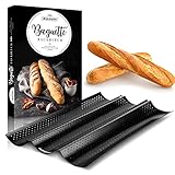 SIEGION | Baguette Backform − 3er Baguette-Backblech − Carbon Baguetteblech mit Antihaftbeschichtung − Baguetteform inkl. E-Book mit 10 Rezep