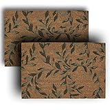 2er Set Fußmatte Kokosmatte 40x60 cm mit Blatt-Muster aus Kokosfaser Rutschfester Latex Unterlage, Fußabtreter, Schmutzfangmatte, Fußabstreifer, Türvorleger, Türmatte, IKEA Spark