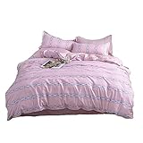 ED-Lumos 4 teilig Bettgarnitur Bettwäsche Set Bettbezug Betttuch Kopfkissenbezug Polyester Rosa Blume 220 cm x 240