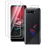 QULLOO für Asus ROG Phone 5 Panzerglas Schutzfolie + Kamera Panzerglas [2 Stück + 2 Stück],9H Härte Glas Anti-Fingerabdruck Panzerglasfolie Anti-Kratzen Display