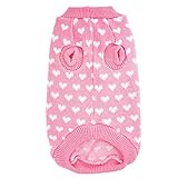 wojonifuiliy Hundepullover Sweater Haustier Hund Pullover, Niedliche Pfirsich-Herz-Muster Strickwaren warme Wintermäntel Puppy Pullover für Hundewelpen Geschenk Kleidung für Welpen (Pink, M)