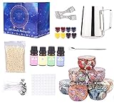Tallgoo kerzenherstellung zubehör,kerzenherstellung kit,DIY duftkerze Geschenke Set mit Edelstahlbecher/50 Wachsdocht/8 dosen/4 Bienenwachs/4 ätherische Öle/2 Wax Wick Clip