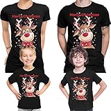 Merry Christmas Süßes Rentier mit leckerer Weihnachtsschokolade - Weihnachten REH Elch Ugly X-Mas Santa Claus Frauen Damen T-Shirt | Schwarz | M