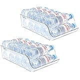 Puricon 2 Stück Kühlschrank Aufbewahrungsbox für Wasserflasche, Wasserflaschenhalter Getränke, Soda, Stapelbarer Box Organizer, Snack Getränkebehälter Tidy Boxen für 9 × 500 ml-F