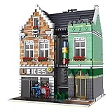 ZJLA Modulares Haus Architektur Modellbausteine 3668 Klammer Bausteine Fahrrad Laden Bauset mit Figuren Haus Modellbau Kompatibel mit Leg