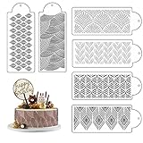 SUPGOMAX Torten Schablonen, 6 Stück Kuchen Lace Schablone, Spitze Fondant Matte, Lebensmittelecht Strukturmatte, Kuchen Dekoration Vorlagen für Kuchen, Mousse, Schokolade, D