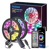 LED Strip 15M,Bluetooth LED Streifen 15m RGB LED Lichterkette Streifen Licht mit Fernbedienung und App,16 Mio. Farben, Fernb