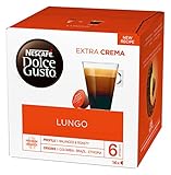 NESCAFÉ Dolce Gusto Lungo Kaffeekapseln (100 Prozent Arabica Bohnen, Feine Crema und kräftiges Aroma, Schnelle Zubereitung, Aromaversiegelte Kapseln) 1er Pack (1 x 16 Kapseln)