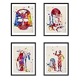 Nacnic Star Wars Aquarell Poster 4-er Set. Wasserfarbe Stil Wanddekoration Abbildung von Darth Vader, Yoda, R2-D2 und C3PO. Verschiedene mehrfarbige Filme und Popkultur Bilder ohne Rahmen. Größe A3