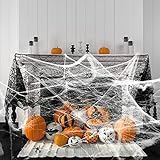 yumcute Spinnennetz Deko 60g Mit 30 Gefälschten Spinnen Und Schwarz Halloween Kamintuch, Für Halloween Indoor Und Outdoor Party Supp