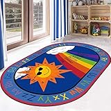 Kinderteppiche Für Spielzimmer ABC Lernbereich Teppich, Alphabet Kindergarten Teppich Extra Große Weiche Rutschfeste Krabbelspielmatte, Kinderteppiche Jungen Mädchen Sp