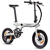 CHRISSON 16 Zoll E-Bike Klapprad ERTOS 16 Weiss - E-Faltrad mit Hinterrad Nabenmotor 250W, 36V, 30 Nm, Pedelec Faltrad für Damen, Herren und Jugendliche, praktisches Elektro Klapp