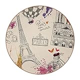 Eiffelturm Paris 6-teilige runde Untersetzer Tischschutzmatte für Tassen, Büro, Küche rutschfeste Wasserdicht Nicht verb
