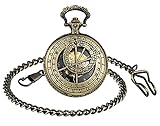 SUPBRO Damen Herren Taschenuhr Analog Mechanische Kettenuhr Uhr Pocket Watch mit Kette Pullover Kette Meridian B