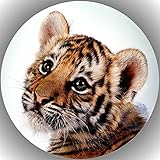 Fondant Aufleger Für den Geburtstag ein Tortenbild, Zuckerbild Essbares Foto für Torten, Tortenbild, Tortenaufleger Ø 20cm - Super Qualität Tiger Nr. 6107