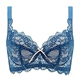 JIANXINlh Bralette in Übergröße, Minimizer, Balconette-Push-up-Bügel, Spitzen-BH, Dessous, Spitzen-BHs für den Alltag (Farbe: Blau, Größe: 75B/75B)