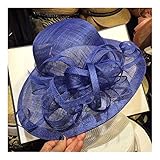 Sonnenhüte mit großer breiter Krempe Sommer UV-Hut Damen Hüte Hochzeit Kentucky Derby Hüte Sun Schattierung Hut Weibliche Sommerspitze Blumen Klassischer Sonnenhüte Anti-uv-Strand-Hut Folding W