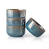 CSYY 4er Set Groß Müslischalen aus Porzellan,Keramik kleine Schalen,Dessertschale,Snackschale,Schüssel Retro Geschirr,Blau Serie(11.5CM)