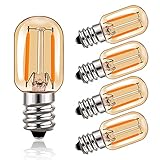 T22 LED Glühbirne Braunglas Vintage Kühlschrank Edison Röhrenbirnen E14 1W 220V Glühbirne Gold 10 Watt Äquivalent 2200K ultra warm Glübirnenlampe 100 Lumen nicht dimmbar, 5er Pack