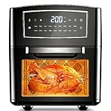 Heißluftfritteuse 12L, Airfryer Mini Backofen Fritteuse Heißluft mit Digitalen LED-Display, 18 Programme, 10 Zubehör und Rezeptheft, 1500W, AF-120CDEU, Black