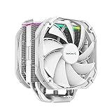 DeepCool AS500 Plus WH CPU-Luftkühler, universelle RAM-Höhenkompatibilität, zwei 140 mm PWM Lüfter, A-RGB Top Cover, 5 Heat Pipe Design für Intel Core/AMD Ryzen CPUs, Weiß