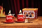 Feuerzangentasse 2er-Set, mit Rum (40ml) + ZimtZuckerHütchen (20er), Rot - für Feuerzangenbow