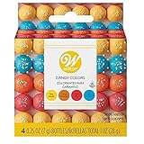 Wilton Candy Colors-Set fettbasierte Grundfarben für Schokoade, Kuvertüre und Fettglasuren Gelb Orange Rot Blau 4 x 7g