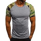 Herren Top T-Shirt Casual Basic Kurzarm Tarnung Bedrucktes Slim T Shirt Bluse Sweatshirt XXXL
