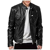 AGOUWUCHE Herren Biker Jacke Casual Winter Warme Lederjacke Bikerjacke Verdickung Mantel Outwear Übergangsjacke Vintage Bomberjacke Stylisch Herrenjacke Herbst Winter Freizeitjack