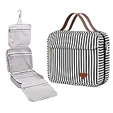 TTSHOP Kulturbeutel zum Aufhängen, große Kapazität Reise Kulturtasche wasserdichte Kosmetiktasche Make-up-Organizer mit 4 Fächern und 1 Stabilen Haken für Damen/Herren,Schw