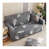 Epinki 2 Sitzer Sofabezug, Blatt Elastische Stretch Sitzer Sofa Überzug für Wohnzimmer, rutschfest, Weiche, Grau, Stil 7