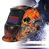 Froadp Automatik Schweißhelm Solar Schweißmaske DIN 9-13 Freie Einstellung mit großes Sichtfeld für alle Schweißanwendungen(Feuer Schädel)