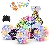 Kizeefun Ferngesteuertes Auto, ferngesteuertes Stunt-Auto mit 360 ° Drehung, ferngesteuertes Auto für Mädchen und Jungen, mit Licht, Stunt-Fahrzeug, LKW, Auto, Jungen, Spielzeug, Geschenk