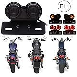 DREAMIZER Universal 40 LED Dual Motorrad Rücklicht Bremslicht Blinker Lauflampe mit Nummernschild Halterung für Custom Street Bike Dirt Bike Cruiser Chopper(Rauch)