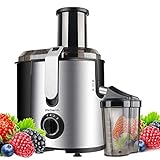 Entsafter Picberm 800W Zentrifugaler Entsafter Gemüse und Obst 2 Geschwindigkeiten BPA Frei mit 75mm Einfüllöffnun und Anti-Tropf-Funk