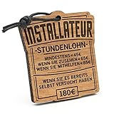 Fashionalarm Schlüsselanhänger Stundenlohn Installateur aus Holz mit Gravur | Lustige Geschenk Idee Anlagenmechaniker Sanitär Beruf Job Arb