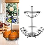 Etagere aus Metall mit 2 Körben │schwarz Höhe 40 cm │Aufbewahrung für Obst, Gemüse,