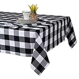 Tischdecke 130x220 - Robustes Tischtuch aus Baumwolle - Hochwertige Tischdecke kariert - Table Cloth - Waschbare Stofftischdecke mit 220g/m²