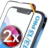 UTECTION 2X Full Screen Schutzglas 3D für iPhone 13/13 PRO (6.1') - Perfekte Anbringung Dank Rahmen - Premium Displayschutz 9H Glas, Kompletter Schutz Vorne, Folie Schutzfolie Vollglas - 2 Stück