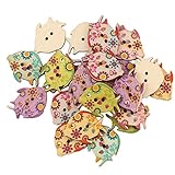50 Stück/Set Holzknöpfe Fisch-Form-Knopf Mit 2 Löchern Farbmischung Für Kleidung Schuhe DIY Nähen Crafting