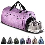 Fitgriff® Sporttasche Reisetasche mit Schuhfach & Nassfach - Männer & Frauen Fitnesstasche - Tasche für Sport, Fitness, Gym - Travel Bag & Duffel Bag 48cm x 26cm x 25cm [30 Liter] (Purple, Small)