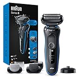 Braun Series 5cs Rasierer Herren, Elektrorasierer mit 3 flexiblen Klingen, Barttrimmer, Bodygroomer, Ladestation, 50 Min Laufzeit, EasyClick Aufsätze, Wet&Dry, B4650s, b