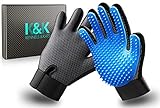 K&K Haustier Bürsten Handschuh Set - Handschuh Fellpflege Hund, Katz, Hase und Pferd mit Jeglichem Fell - Fellpflegehandschuh Hund und Katze - 1 Paar Handschuhe Katzenhaare & Aufbewahrung