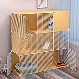 QJM Katzenkäfig, Katzenlaufstall Metalldrahtzwinger Kiste Kleintierkäfig Ideal für 1-2