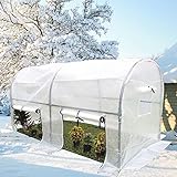 HWBB Tomaten Gewächshaus Klein Folien Tomatendach Wintergewächshaus im Freien,Winddichte Gewächshäuser mit Weißem Metallrahmen mit Abdeckung und Rolltor,für Hinterhöfe,Terrasse,Garten,Garag