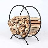 WEDF Brennholzregal Stahl-Brennholz-Hoop-Rack， Runde Brennholzregale für den Innen- und Außenbereich für Holzlagerhalter， Schw