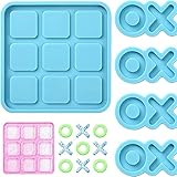 Harzform mit 4 Schachfigurenformen, Silikonformen für Harzguss Silikonform Spielharzform Gießform Tic-Tac-Toe-Form für Handwerk DIY Tischdekoration Hochzeit, Kinder Geschenke E